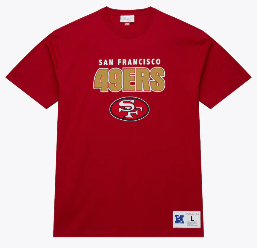 San Francisco 49ers Mens T-Shirt Mitchell & Ness Throw It Back Tee - THE 4TH QUARTER
