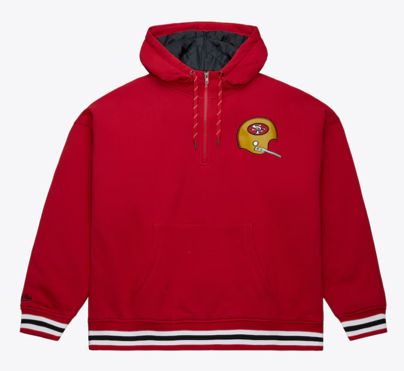 San Francisco 49ers Mens Mitchell & Ness Throw It Back Quilted Fleece - THE 4TH QUARTER