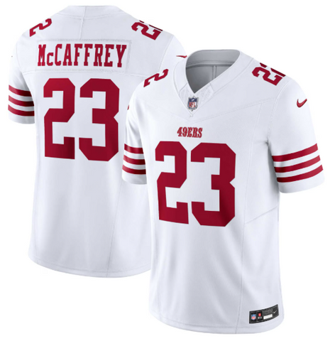 San Francisco 49ers Mens Jersey Christian McCaffrey Vapor F.U.S.E. Limited Jersey White #23
