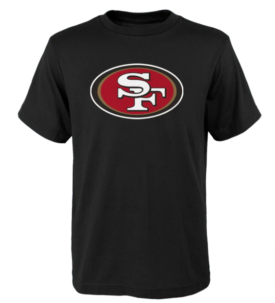 San Francisco 49ers Youth T-Shirt (8-18) Logo Black Tee - THE 4TH QUARTER