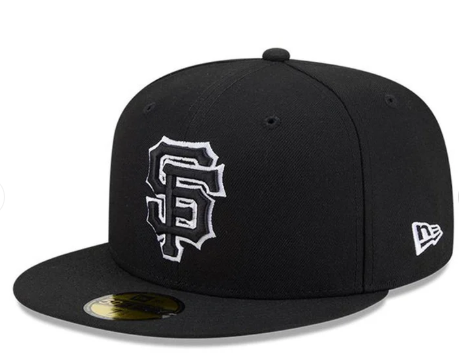 San Francisco Giants Fitted New Era 59Fifty White Outline Black Cap Hat Grey UV