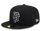 San Francisco Giants Fitted New Era 59Fifty White Outline Black Cap Hat Grey UV