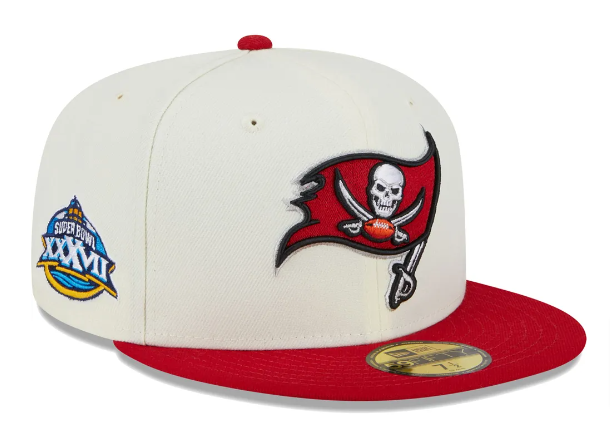 Tampa Bay Buccaneers Fitted New Era 59Fifty Super Bowl Patch Chrome Cap Hat Grey UV - THE 4TH QUARTER