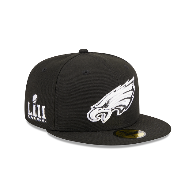 Philadelphia Eagles Fitted New Era 59Fifty Super Bowl LII Black White Cap Hat - THE 4TH QUARTER