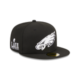 Philadelphia Eagles Fitted New Era 59Fifty Super Bowl LII Black White Cap Hat