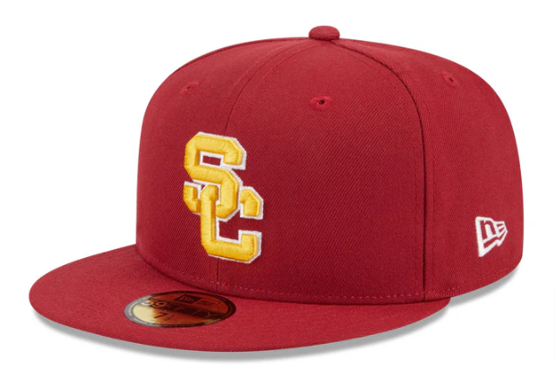 USC Trojans Fitted New Era 59Fifty Outline Burgundy Cap Hat Grey UV - THE 4TH QUARTER