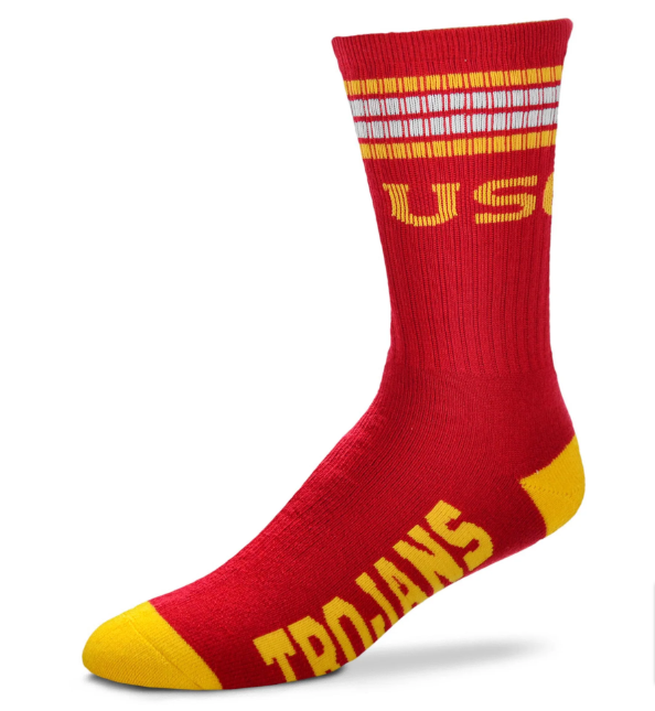 USC Trojans Socks 4-Stripe Long Deuce Team Color Performance - THE 4TH QUARTER