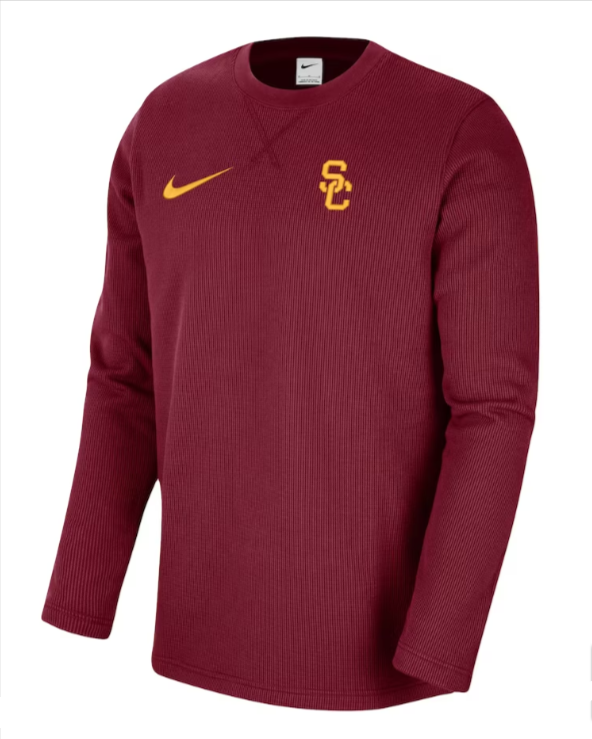USC Trojans Mens Sweatshirt Thermal Crewneck Pullover Fleece Cardinal - THE 4TH QUARTER