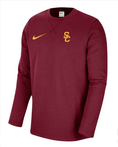 USC Trojans Mens Sweatshirt Thermal Crewneck Pullover Fleece Cardinal