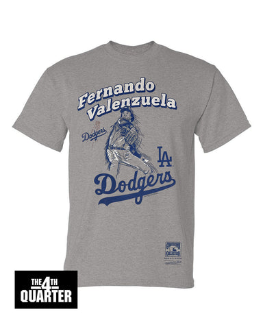 Los Angeles Dodgers Mens T-Shirt Mitchell & Ness Fernando Valenzuela Pitch Tee Grey