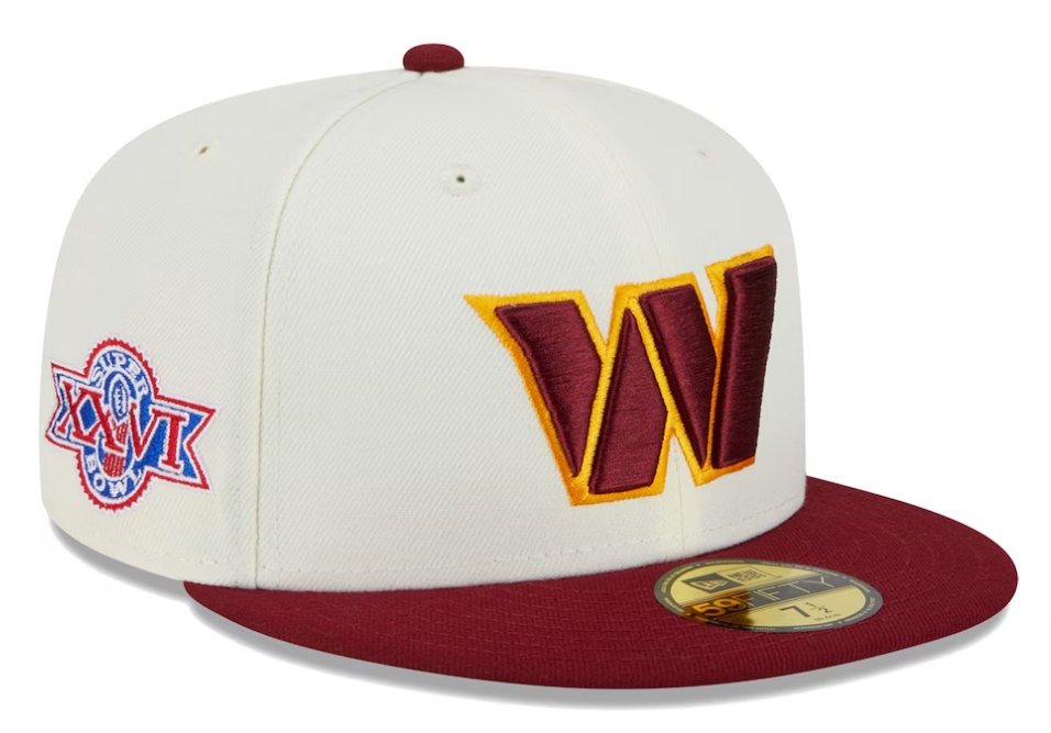 Washington Commanders Fitted New Era 59Fifty Super Bowl Patch Chrome Cap Hat Grey UV - THE 4TH QUARTER