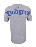 Los Angeles Dodgers Mens T-Shirt Pro Standard Old English Wingspan Grey Tee