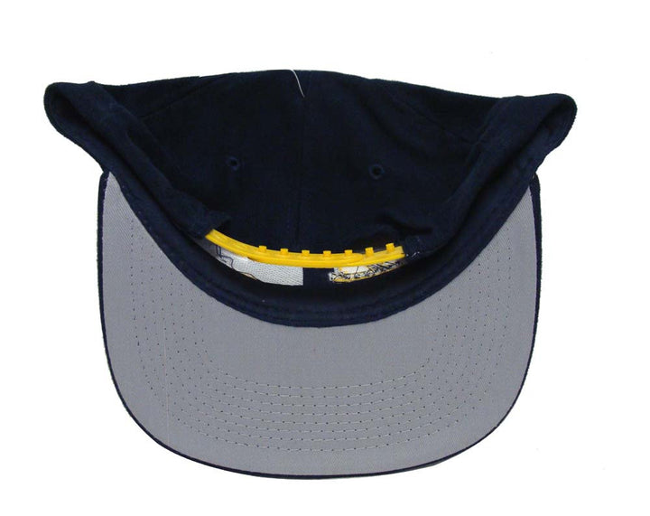 Michigan Wolverines Snapback Retro Vintage Name &amp; Logo Cap Hat Navy - THE 4TH QUARTER