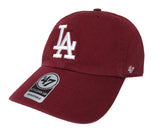 Los Angeles Dodgers Strapback '47 Brand Clean Up Adjustable Cap Hat Burgundy - THE 4TH QUARTER