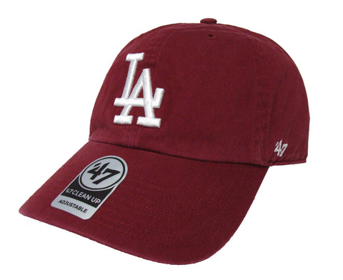 Los Angeles Dodgers Strapback '47 Brand Clean Up Adjustable Cap Hat Burgundy