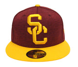 USC Trojans Fitted New Era Heather Huge Cap Hat Burgundy Yellow - THE 4TH QUARTER