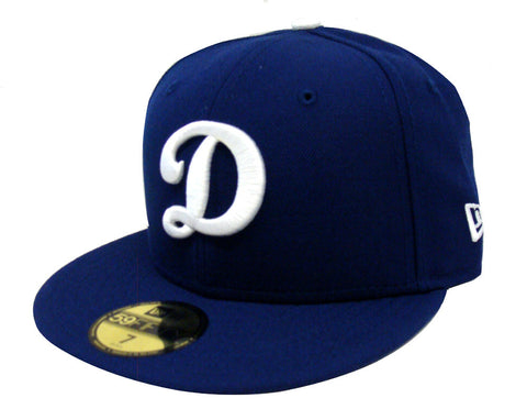 Los Angeles Dodgers Fitted New Era 59Fifty D Logo Cap Hat Blue Black UV
