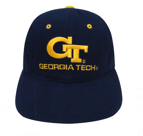 Georgia Institute of Technology Snapback Retro Vintage Name & Logo Cap Hat Navy - THE 4TH QUARTER