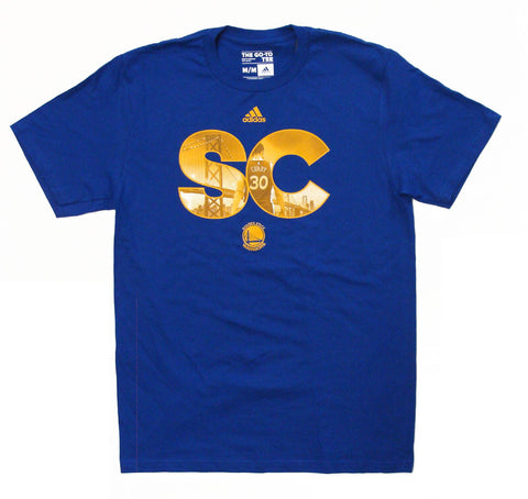 Golden State Warriors Mens Adidas Stephen Curry City Monogram T-Shirt Blue - THE 4TH QUARTER