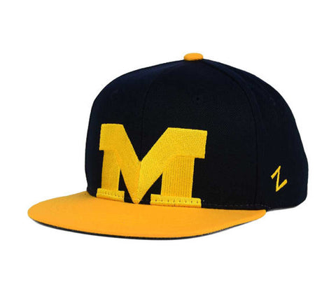 Michigan Wolverines Snapback Zephyr Youth Peek Cap Hat Navy Yellow