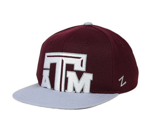 Texas A&M Aggies Snapback Zephyr Youth Peek Cap Hat Burgundy Grey - THE 4TH QUARTER