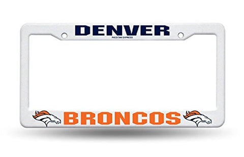 Denver Broncos White Plastic License Plate Frame - THE 4TH QUARTER