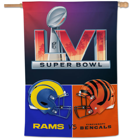 Cincinnati Bengals vs Los Angeles Rams Super Bowl LVI Dueling Vertical House Flag 28" x 40" Vertical Flag