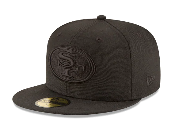 San Francisco 49ers Fitted New Era 59Fifty Black on Black Cap Hat - THE 4TH QUARTER