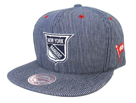 New York Rangers Snapback Style Strapback Mitchell & Ness Engineer Denim Hat
