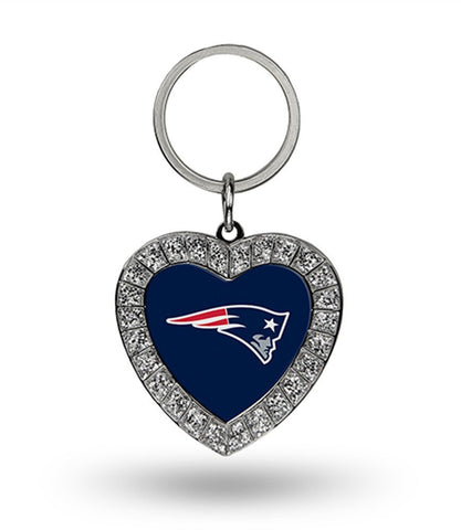 New England Patriots Rhinestone Heart Key Chain