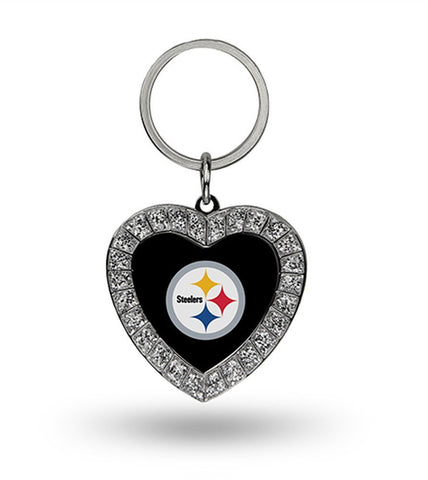 Pittsburgh Steelers Rhinestone Heart Key Chain - THE 4TH QUARTER