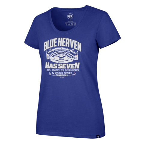 Los Angeles Dodgers Womens '47 Brand World Series Champions Blue Heaven T-Shirt