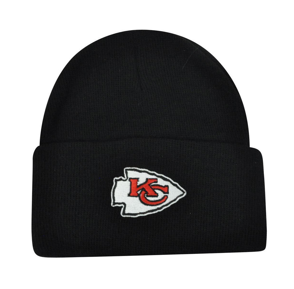 Kansas City Chiefs Beanie Embroidered Folded Cap Black - THE 4TH QUARTER