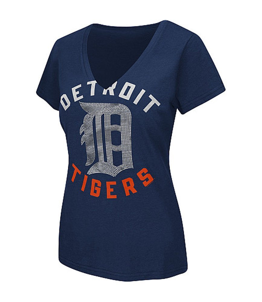 Detroit Tigers Womens G-III Strike Zone Tee Blouse Navy - THE 4TH QUARTER