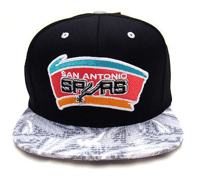 San Antonio Spurs Snapback Mitchell & Ness Team Color Stroke Cap Hat Black Grey - THE 4TH QUARTER