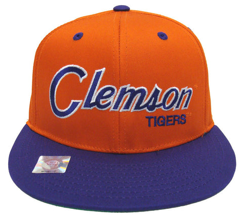 Clemson Tigers Script Snapback Cap Hat 2 Tone Orange Purple - THE 4TH QUARTER