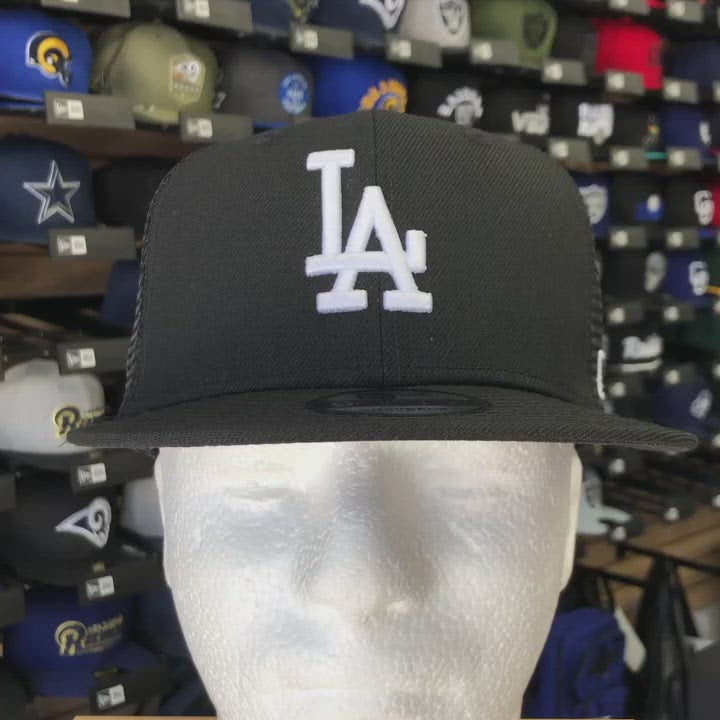 Los Angeles Dodgers Trucker Snapback New Era Mesh 9Fifty Black Cap Hat