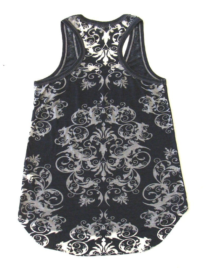 Los Angeles Kings Womens Touch by Alyssa Milano Flourish Tank Charcoal - THE 4TH QUARTER