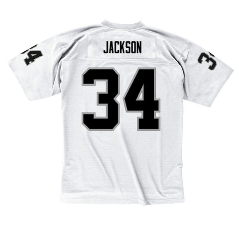Los Angeles Raiders Mens Jersey Mitchell & Ness Throwback #34 Bo Jackson 1988 Replica White