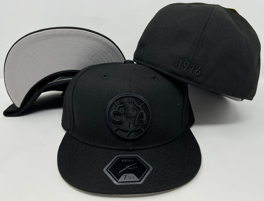 Club America Fitted Fan Ink Cap Hat Black on Black - THE 4TH QUARTER