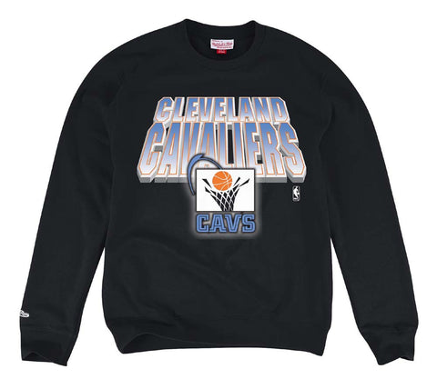 Cleveland Cavaliers Mens Mitchell & Ness Block & Blur Crew Sweatshirt Black - THE 4TH QUARTER