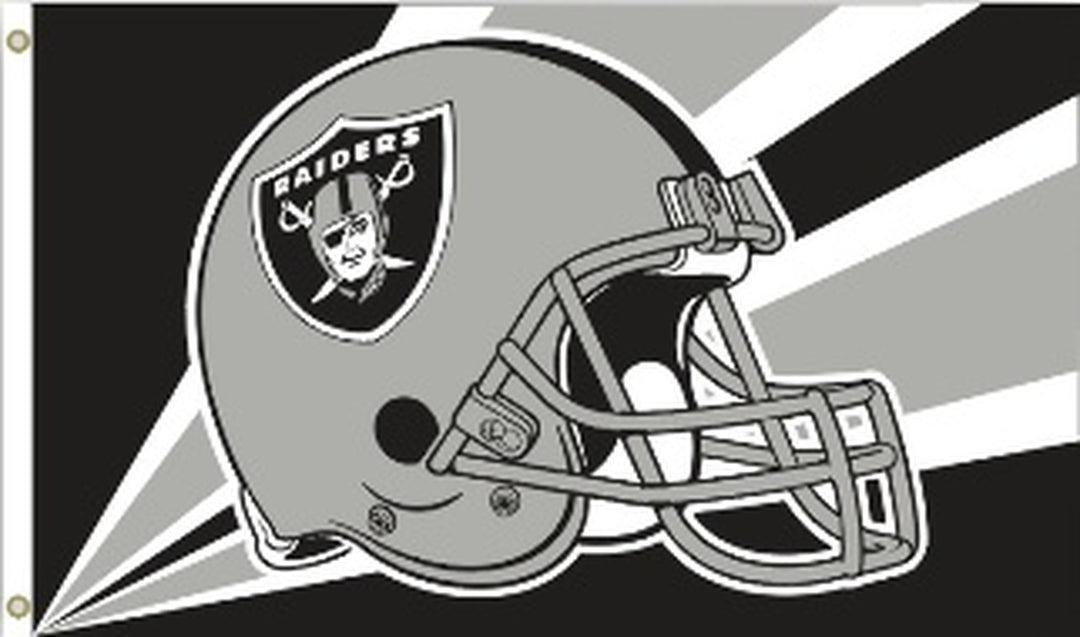 Oakland Raiders Bar Home Premium Helmet Decor 3' X 5' Flag Logo - THE 4TH QUARTER