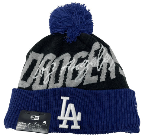 Los Angeles Dodgers Beanie New Era Cuffed Knit Hat LA Logo Confident Black Blue
