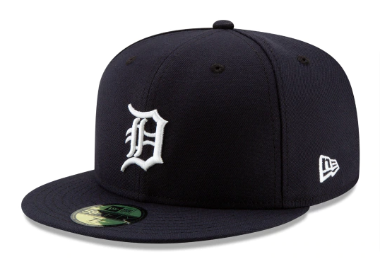 Detroit Tigers Fitted New Era 59Fifty Logo Navy Cap Hat Grey UV - THE 4TH QUARTER