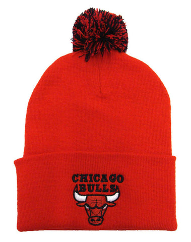 Chicago Bulls Beanie Adidas Embroidered Pom Fold Cap Red - THE 4TH QUARTER