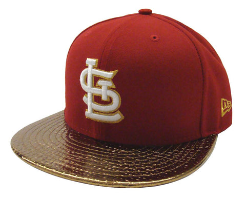 St. Louis Cardinals Fitted New Era 59Fifty Metallic Slither Red Gold Cap Hat