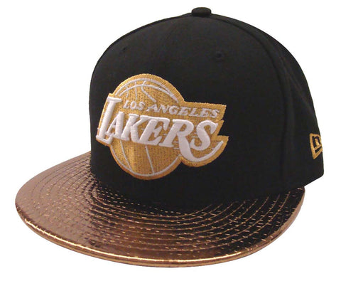 Los Angeles Lakers Fitted New Era Metallic Slither Black Gold Cap Hat Size 6 7/8