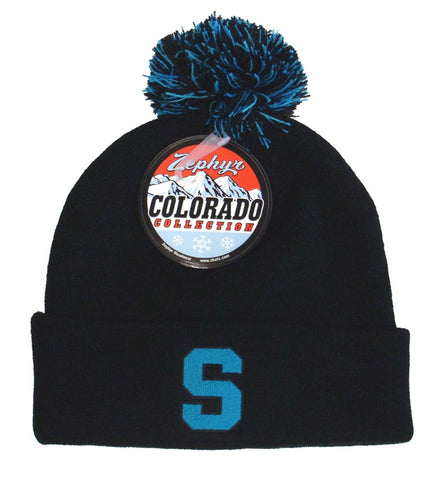 Michigan State Spartans Beanie Zephyr Blue Pom Knit fold Hat Black - THE 4TH QUARTER