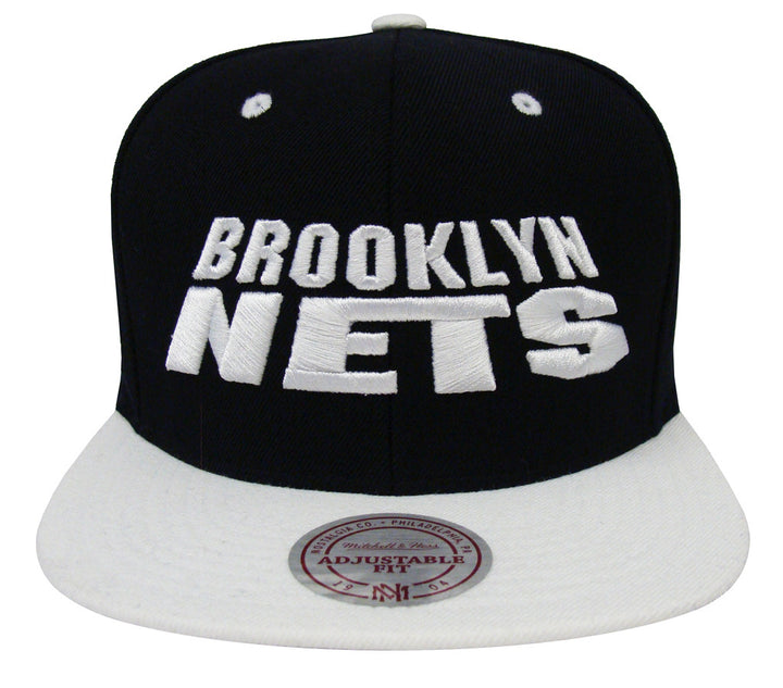 Brooklyn Nets Snapback Mitchell &amp; Ness Monolith Cap Hat Black White - THE 4TH QUARTER