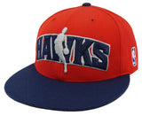 Atlanta Hawks Snapback Adidas Jumbo Big Logo Cap Hat 2 Tone Red Navy - THE 4TH QUARTER
